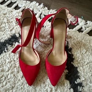 Jomei Red Velvet Chunky Heels Sz36